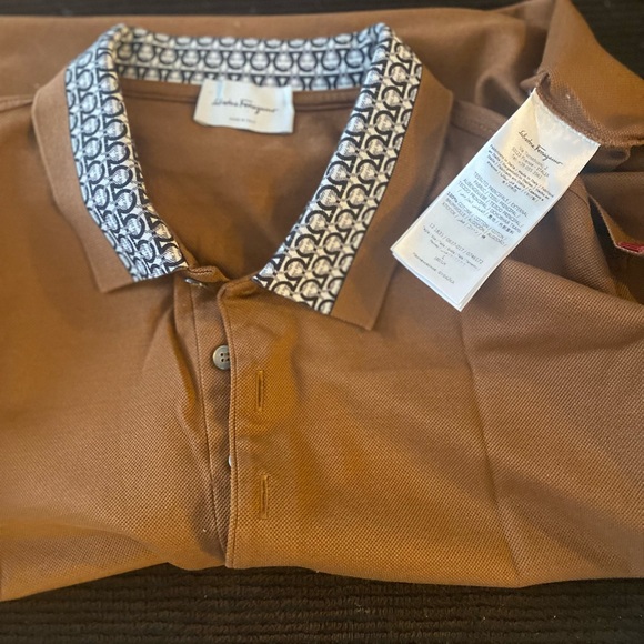 Salvatore Feraragamo Metallic Greca Collar Piqué Polo - Picture 2 of 3